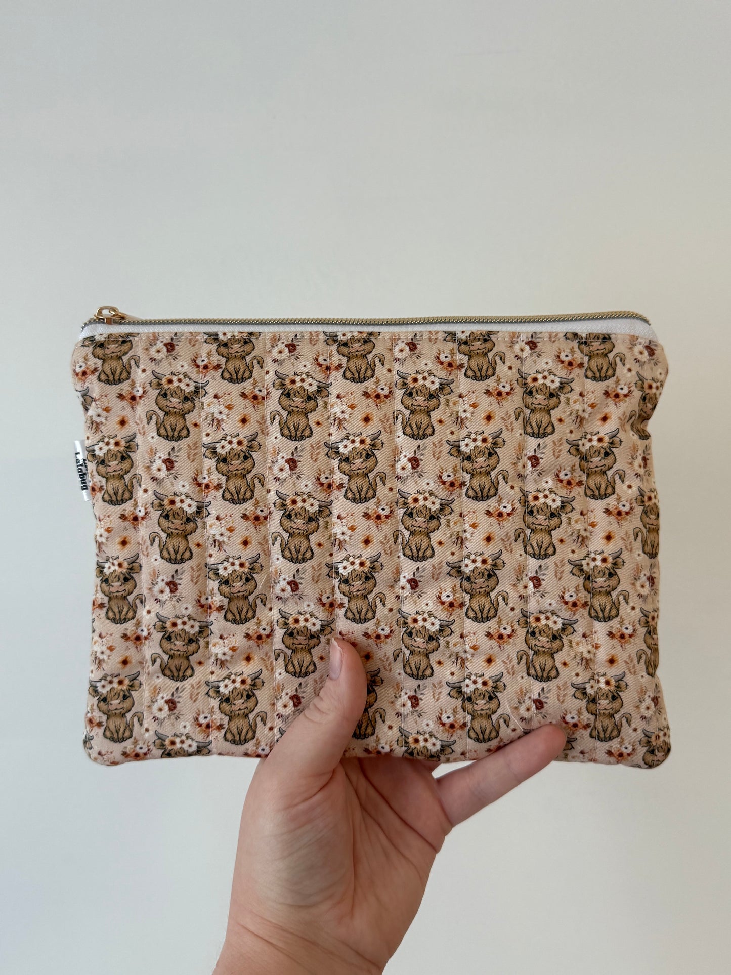 Large Quilted Pouch - Highland Cow
