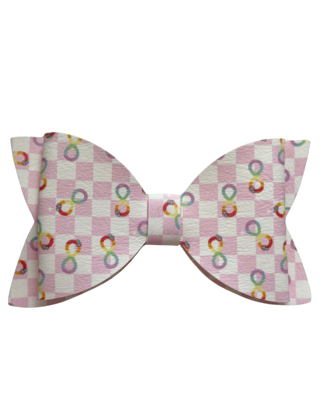 Pink Checker Autism Awareness Regular Bow