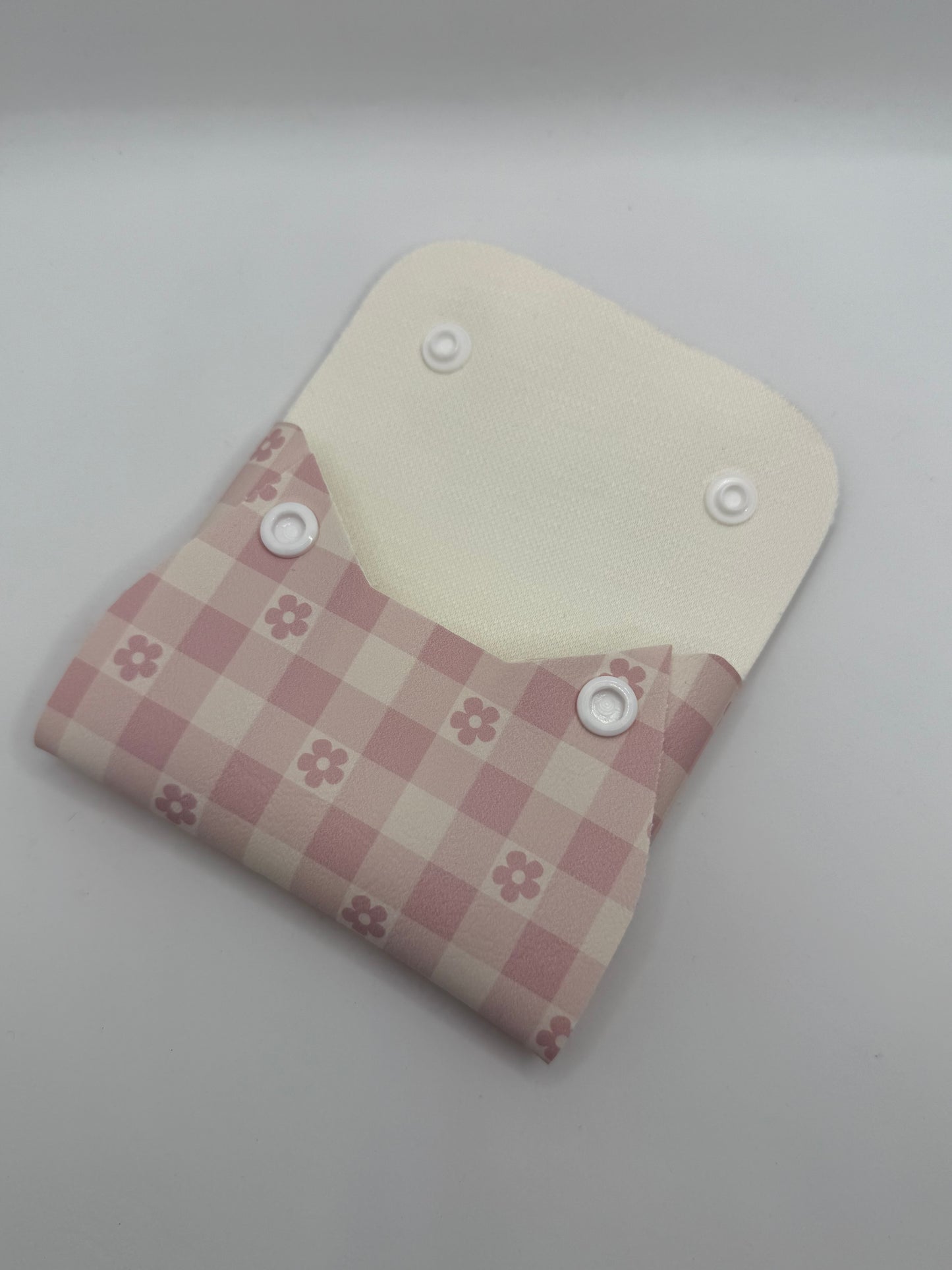 Mini Snap Pouch - Pink Daisy Checker