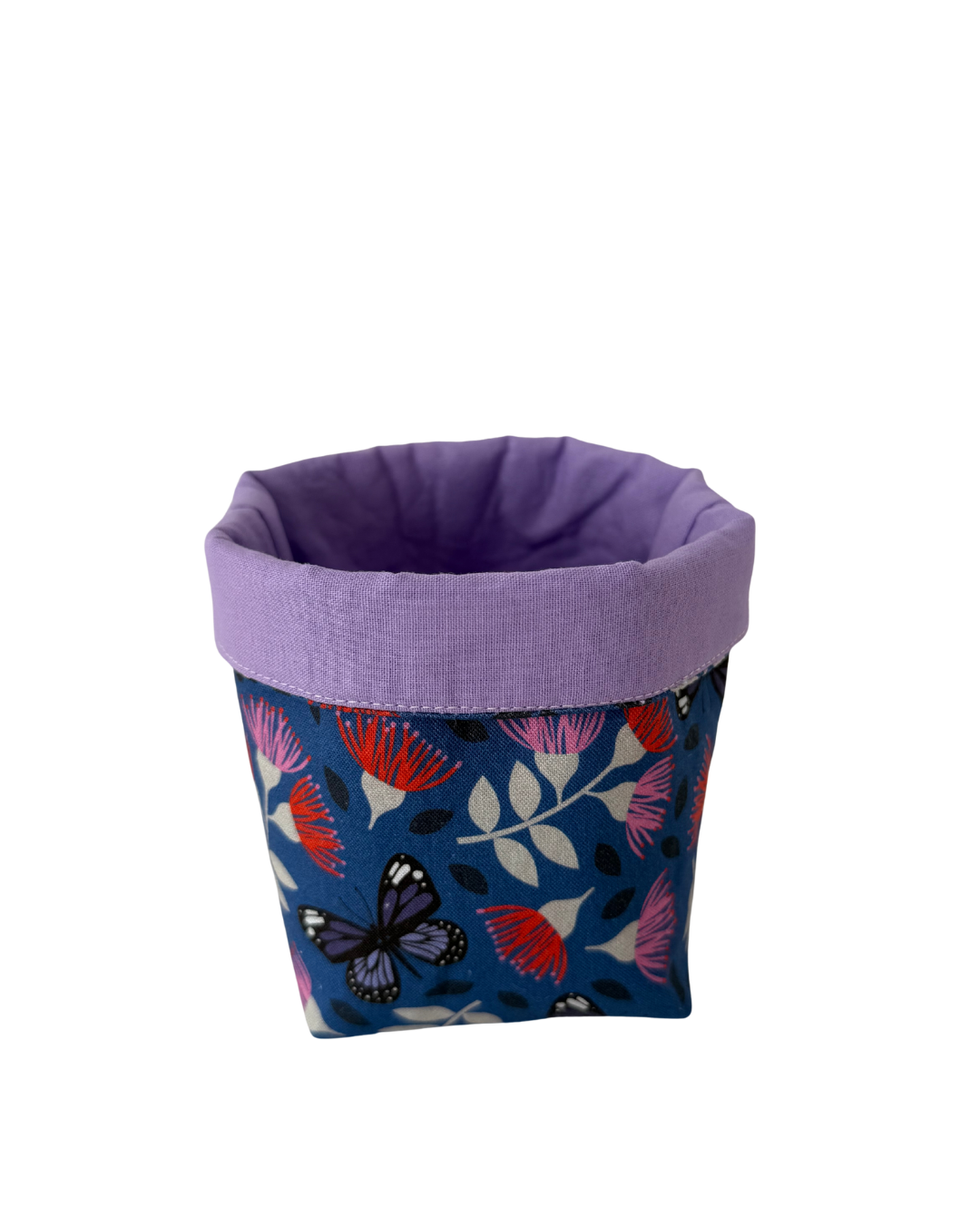 Purple Floral Fabric Basket Small