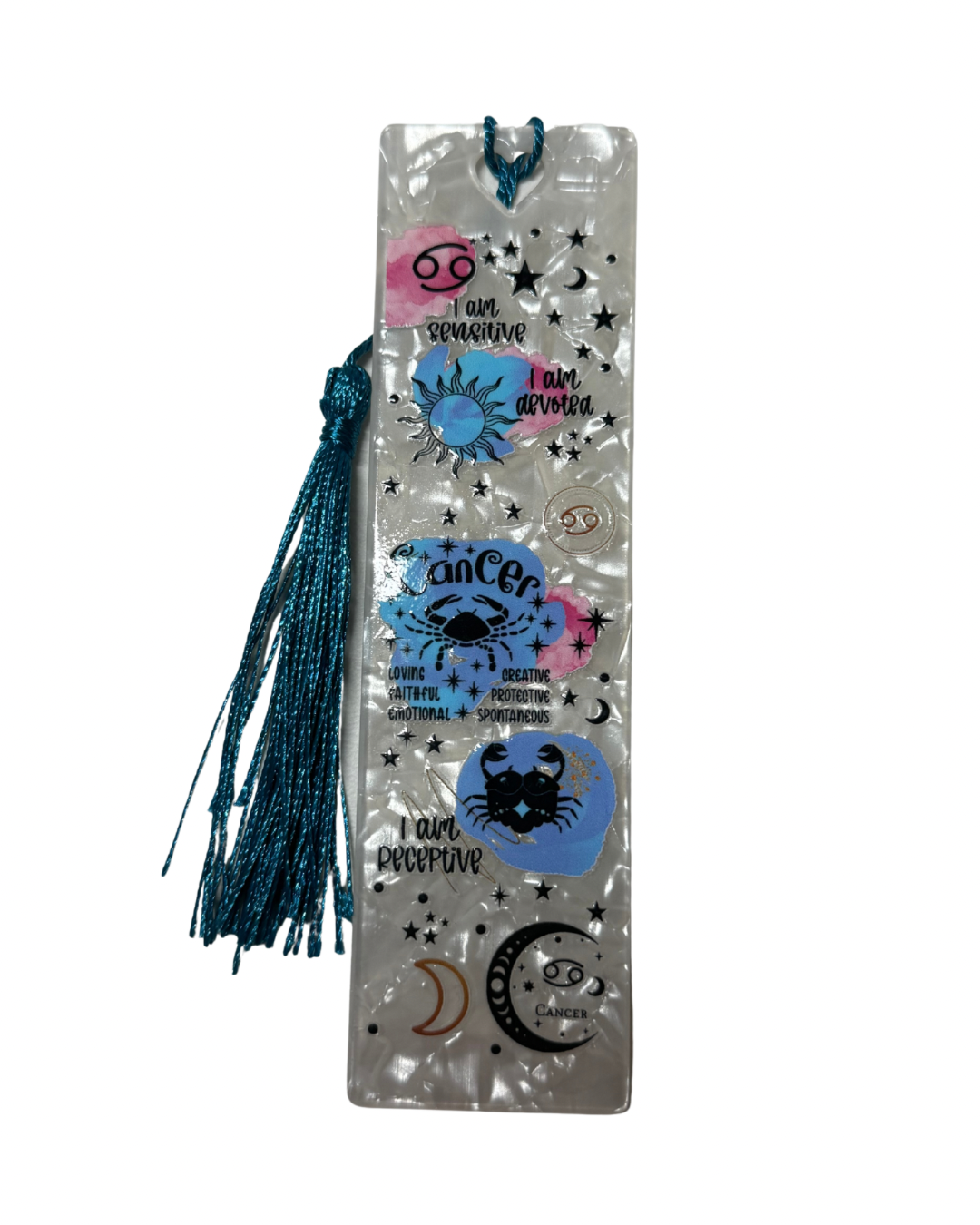 Cancer star sign acrylic bookmark