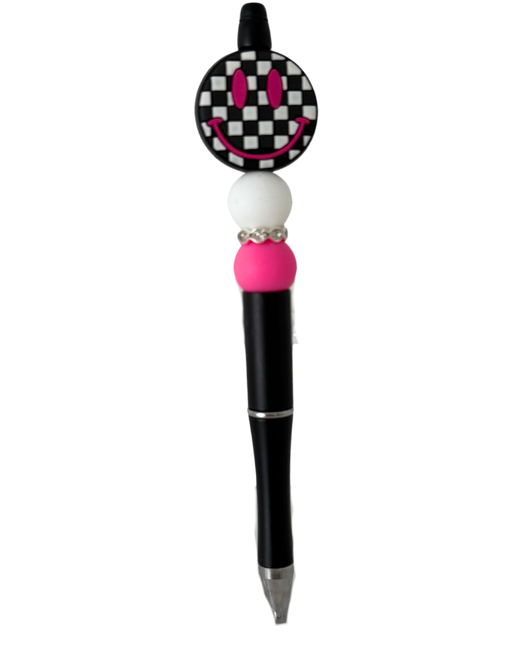 Checker smiley beaded pen