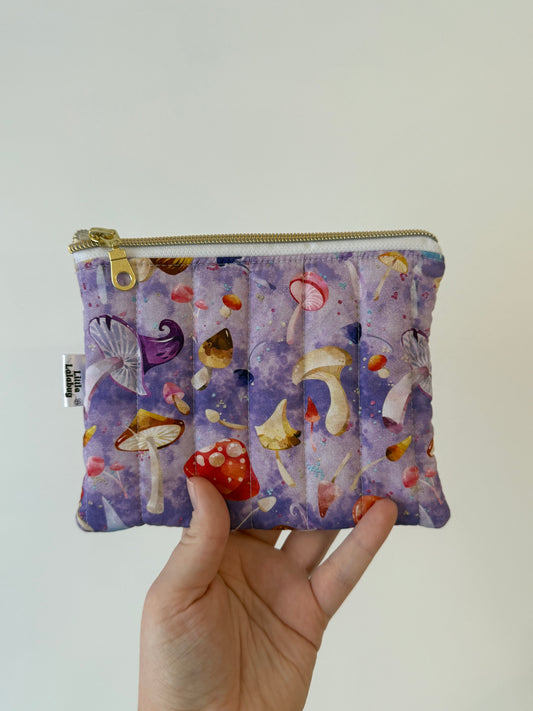 Small Quilted Pouch - Mushrooms