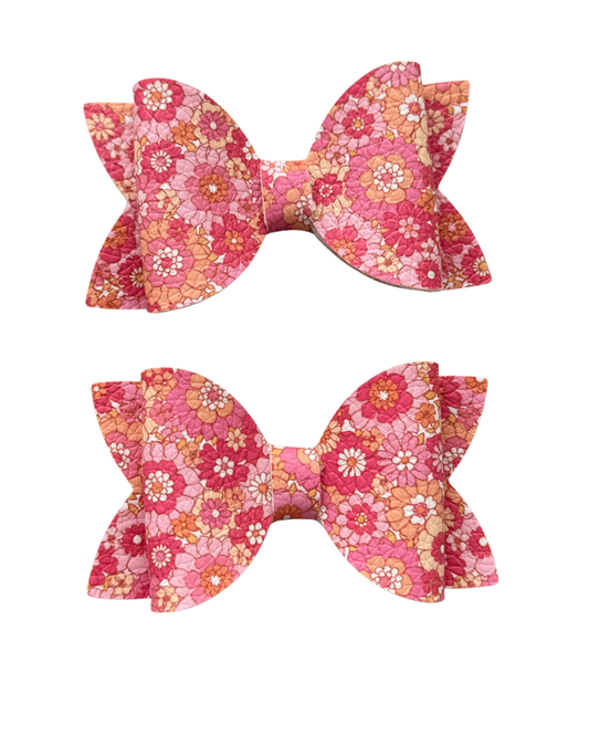 Peachy Floral 2pk Mini Bows