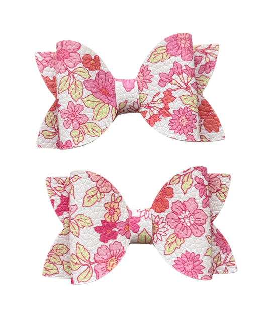 Pink  Floral 2pk Mini Bows