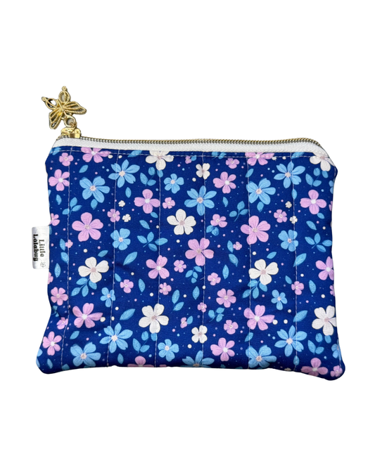 Blue Floral Small Quilted Pouch