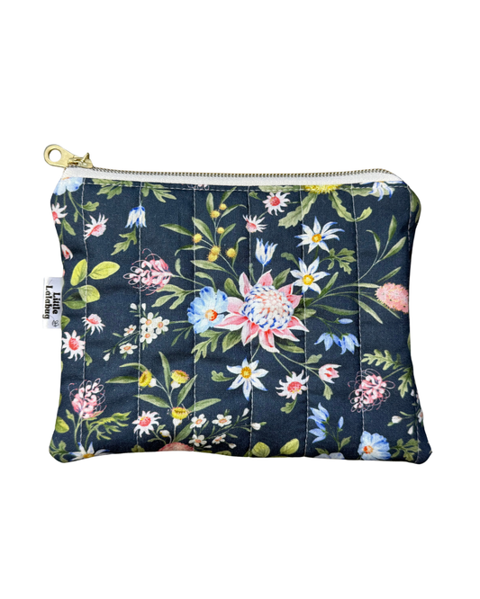Green Native Florals Small Quilted Pouch