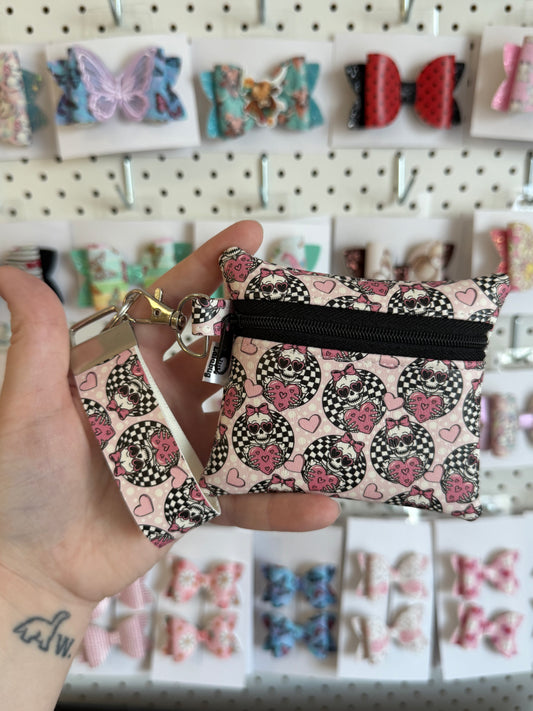 Coin purse + mini keyring Skull Hearts