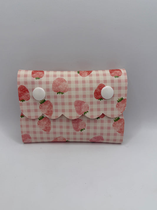 Mini Snap Pouch - Strawberry Gingham