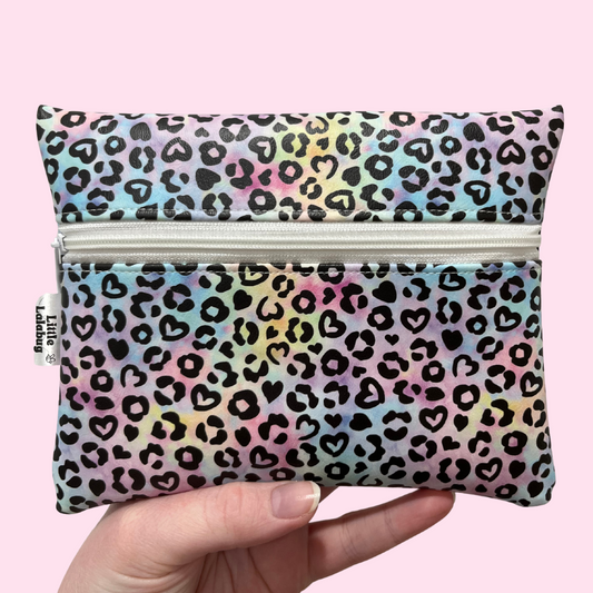 Rainbow Animal Print Faux Leather Pouch Small