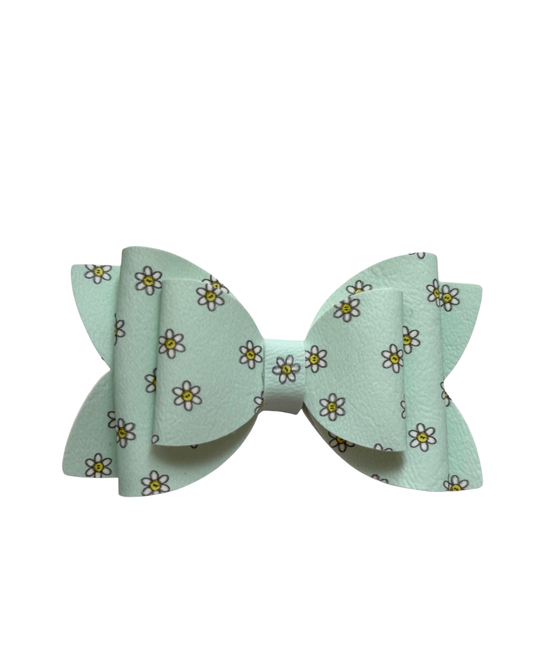 Mint Floral Double Layer Regular Bow