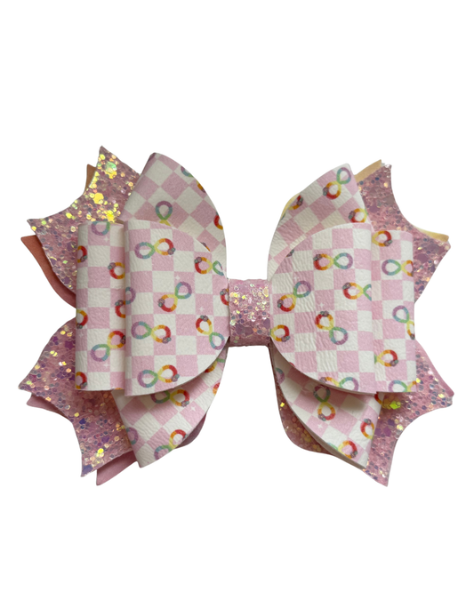 Pink Checker Autism Awareness Deluxe Bow