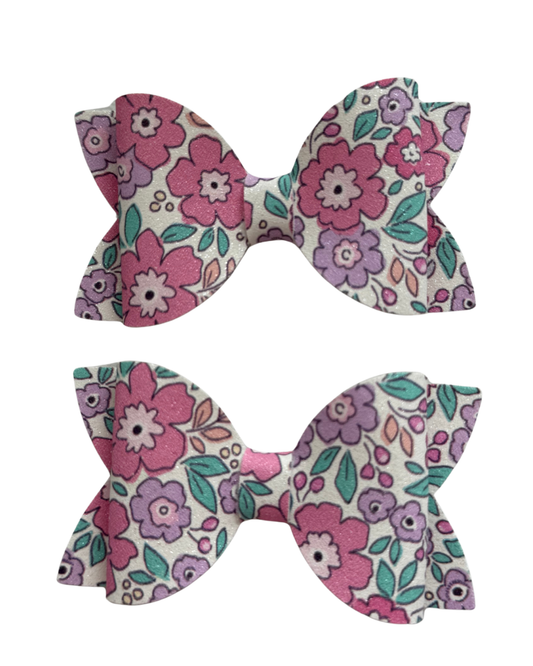 Pink and Purple Floral 2pk Mini Bows