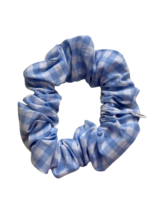 Light Blue Gingham Regular Scrunchie