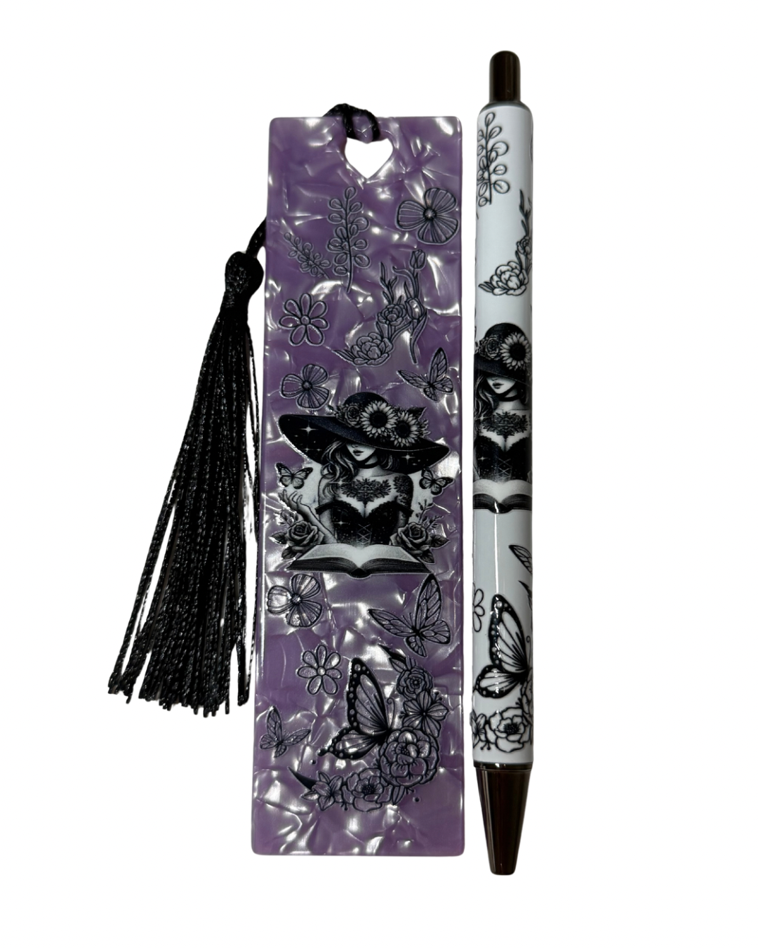 Witchy girl pen and bookmark bundle