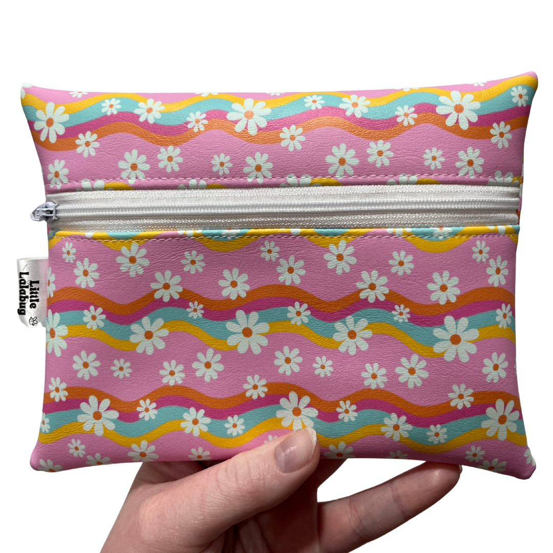 Groovy Daisy Faux Leather Pouch Small