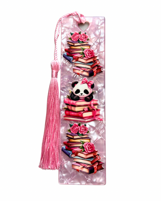 Panda pink acrylic bookmark
