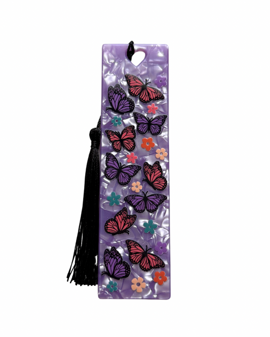 Purple butterflies acrylic bookmark
