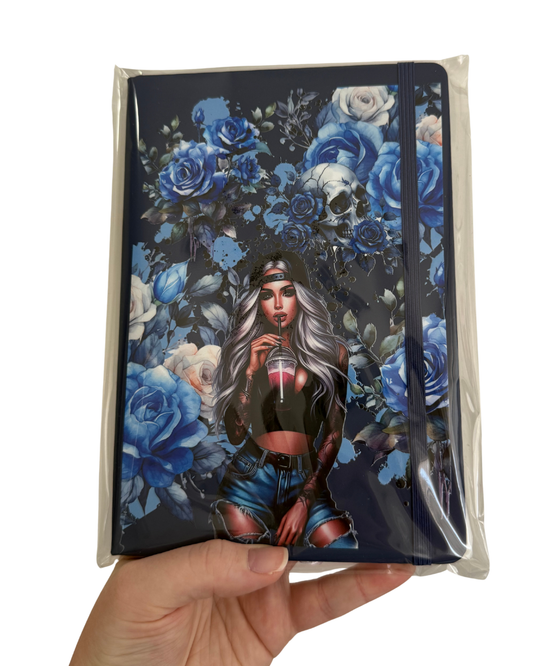 Blue Tattoo Lady A5 Hardcover Notebook