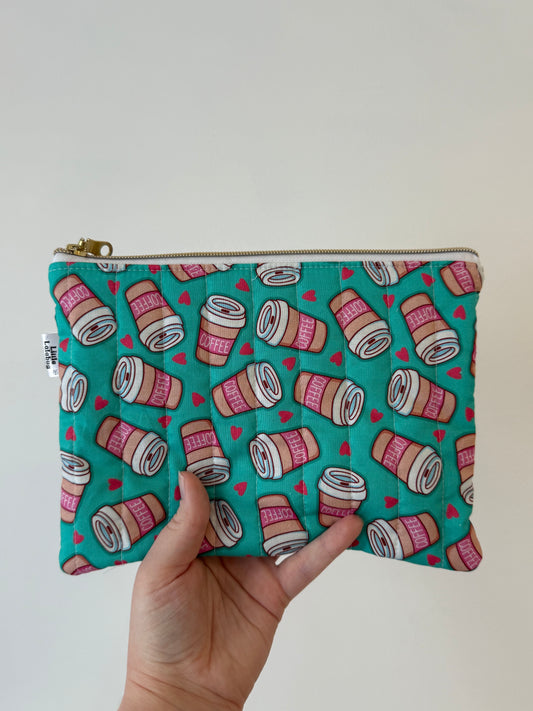 Large Quilted Pouch - Coffee