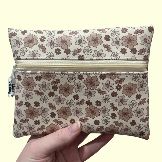 Floral Faux Leather Pouch Small