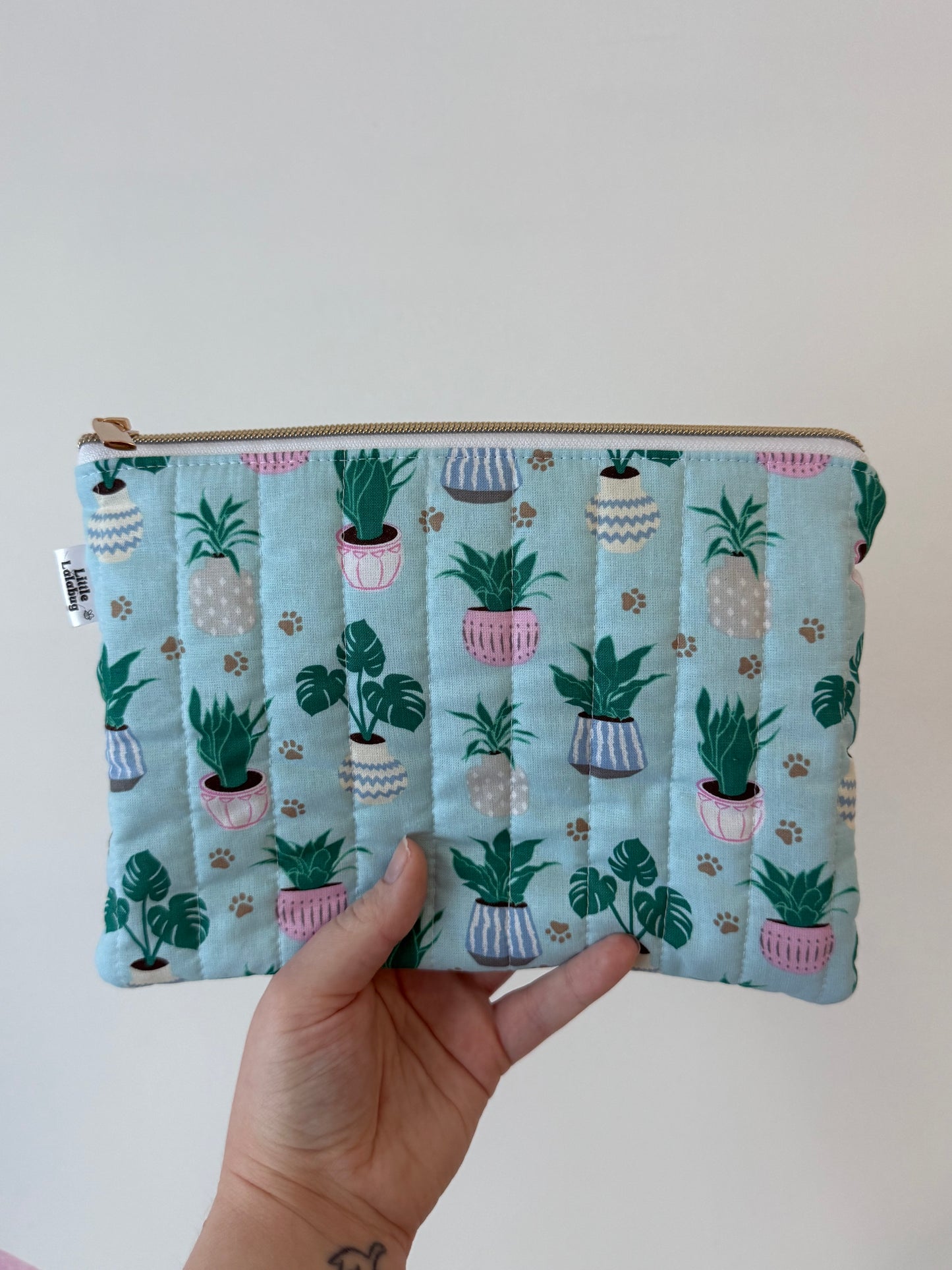 Large Quilted Pouch - Plants