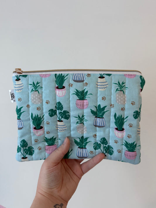 Large Quilted Pouch - Plants