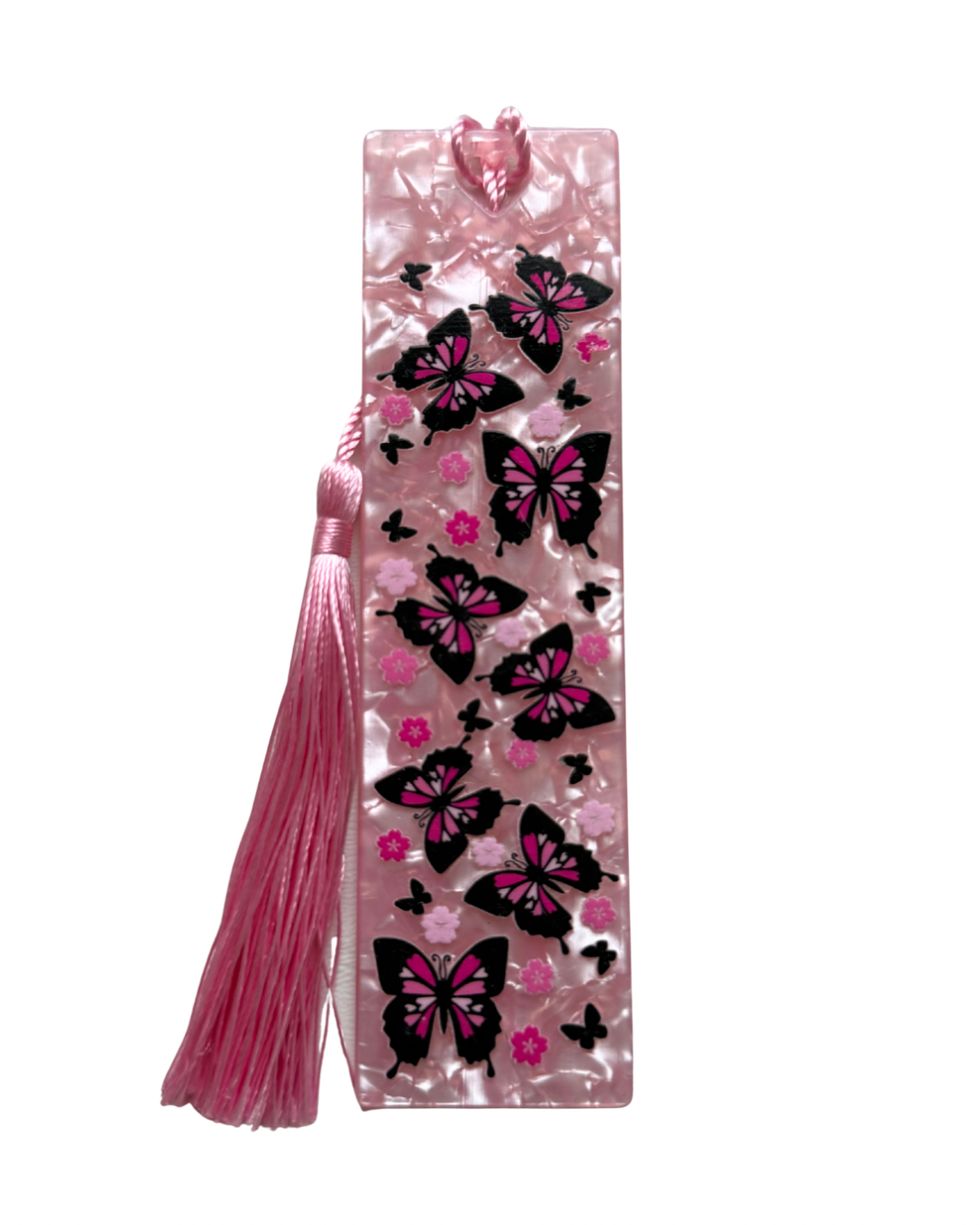 Pink butterflies acrylic bookmark
