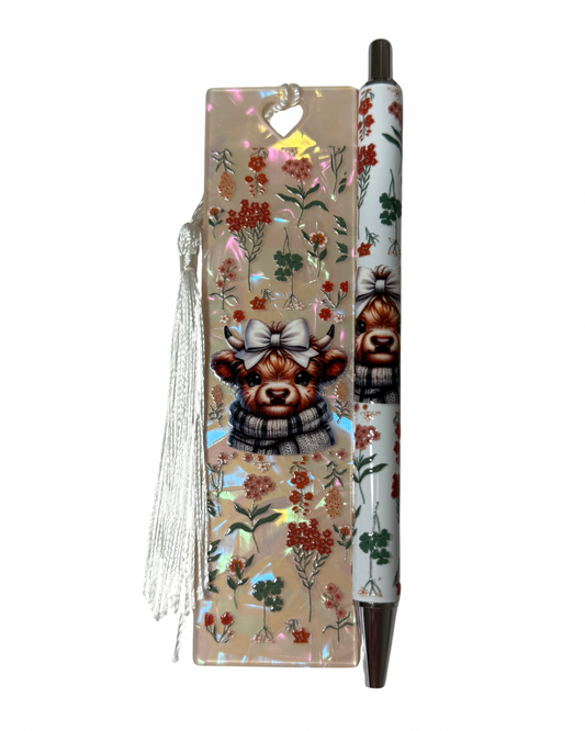 Highland cow pen and bookmark bundle