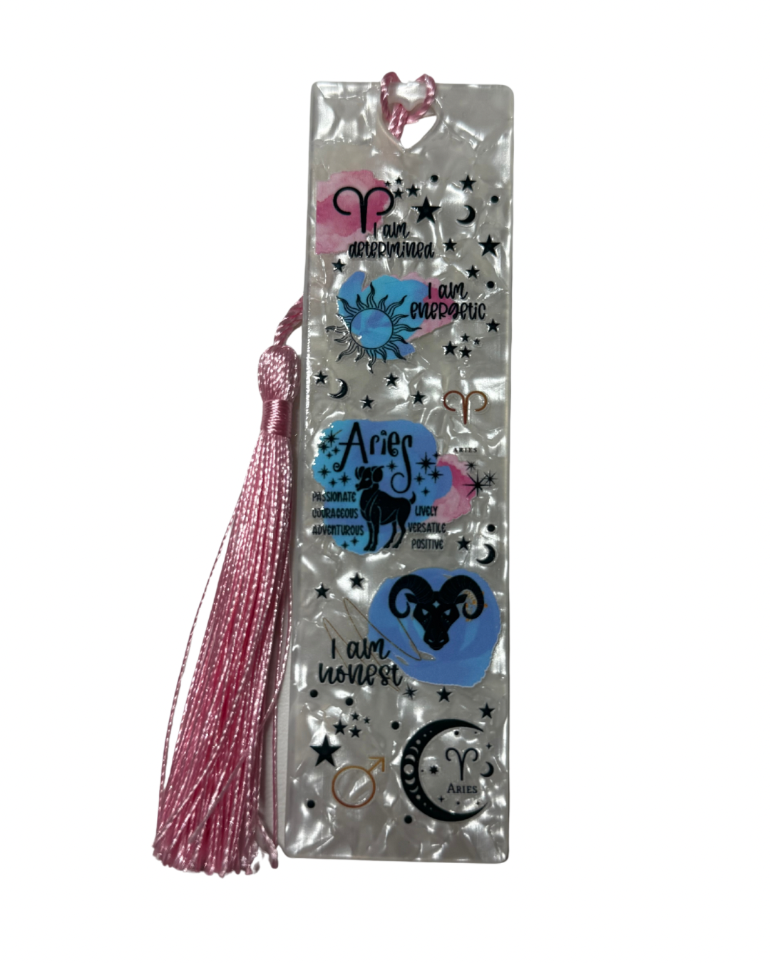 Aries star sign acrylic bookmark