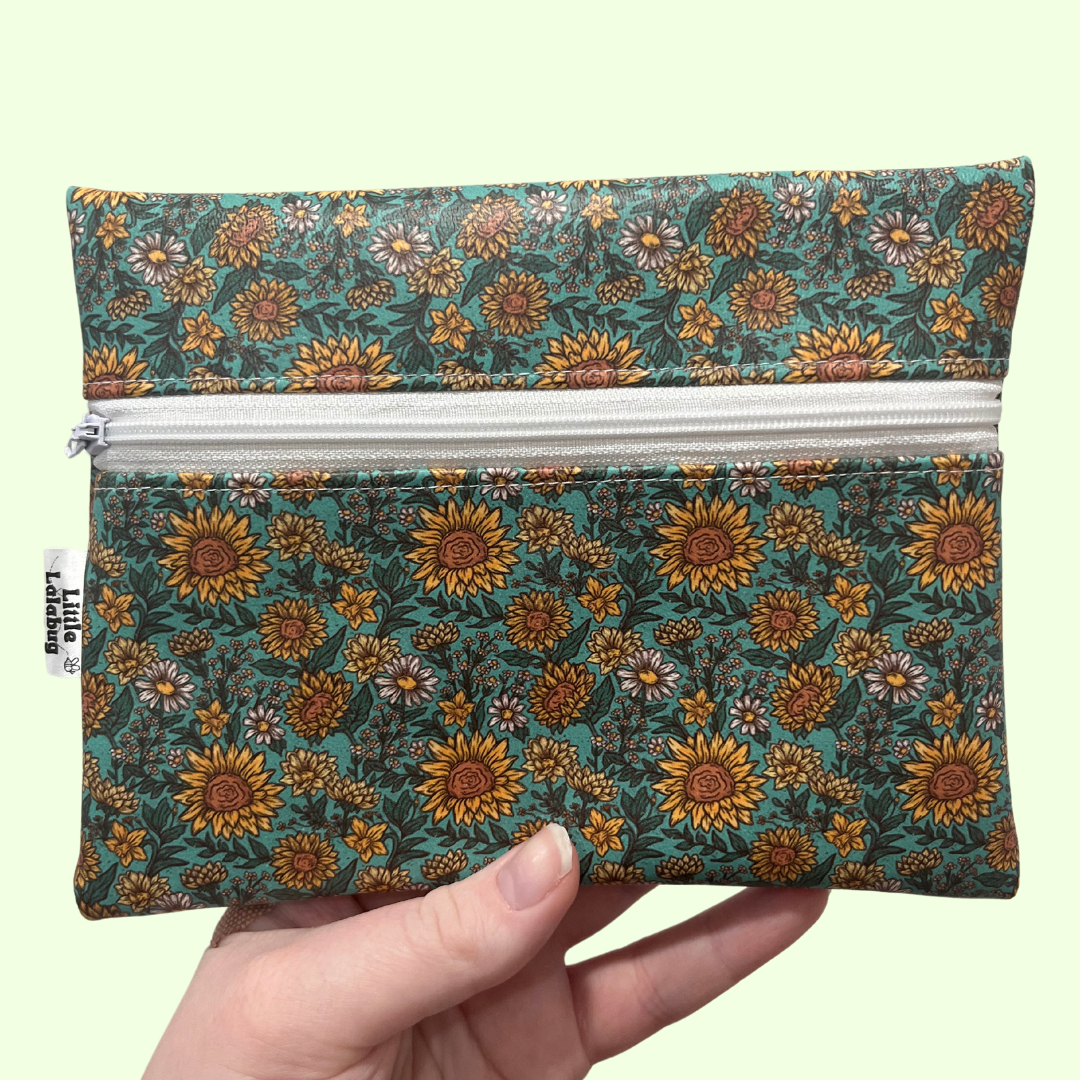 Sunflower Faux Leather Pouch Small