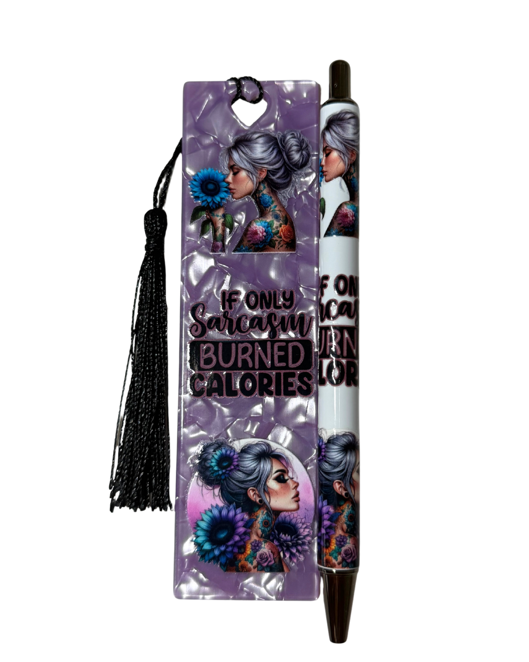 If only sarcasm burned calories pen and bookmark bundle