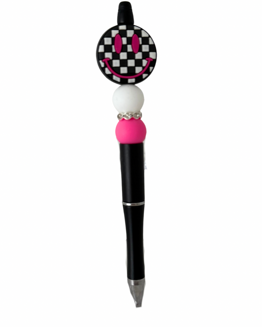 Checker smiley beaded pen