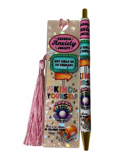 Be kind to yourself pen and bookmark bundle