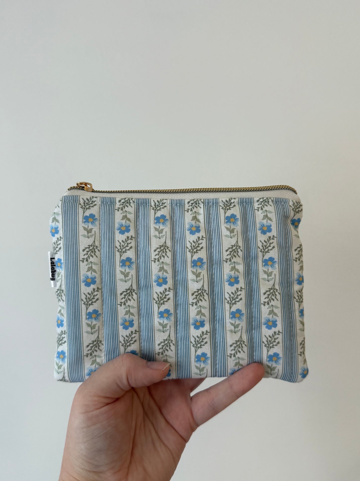 Small Quilted Pouch - Blue Floral