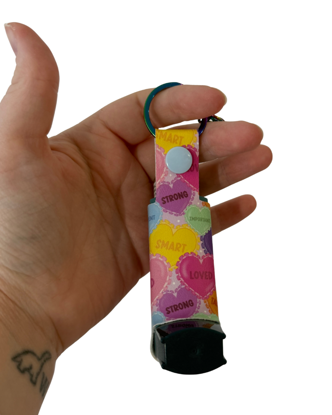 Puffer sleeve - AFFIRMATION HEARTS RAINBOW