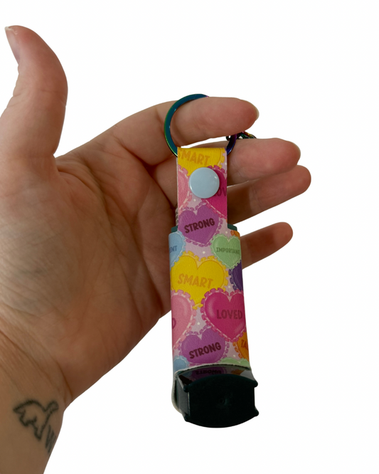 Puffer sleeve - AFFIRMATION HEARTS RAINBOW