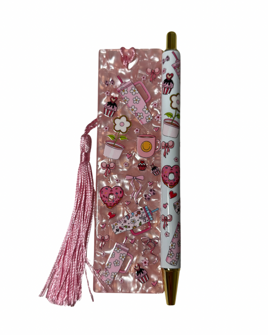Girly pen and bookmark bundle