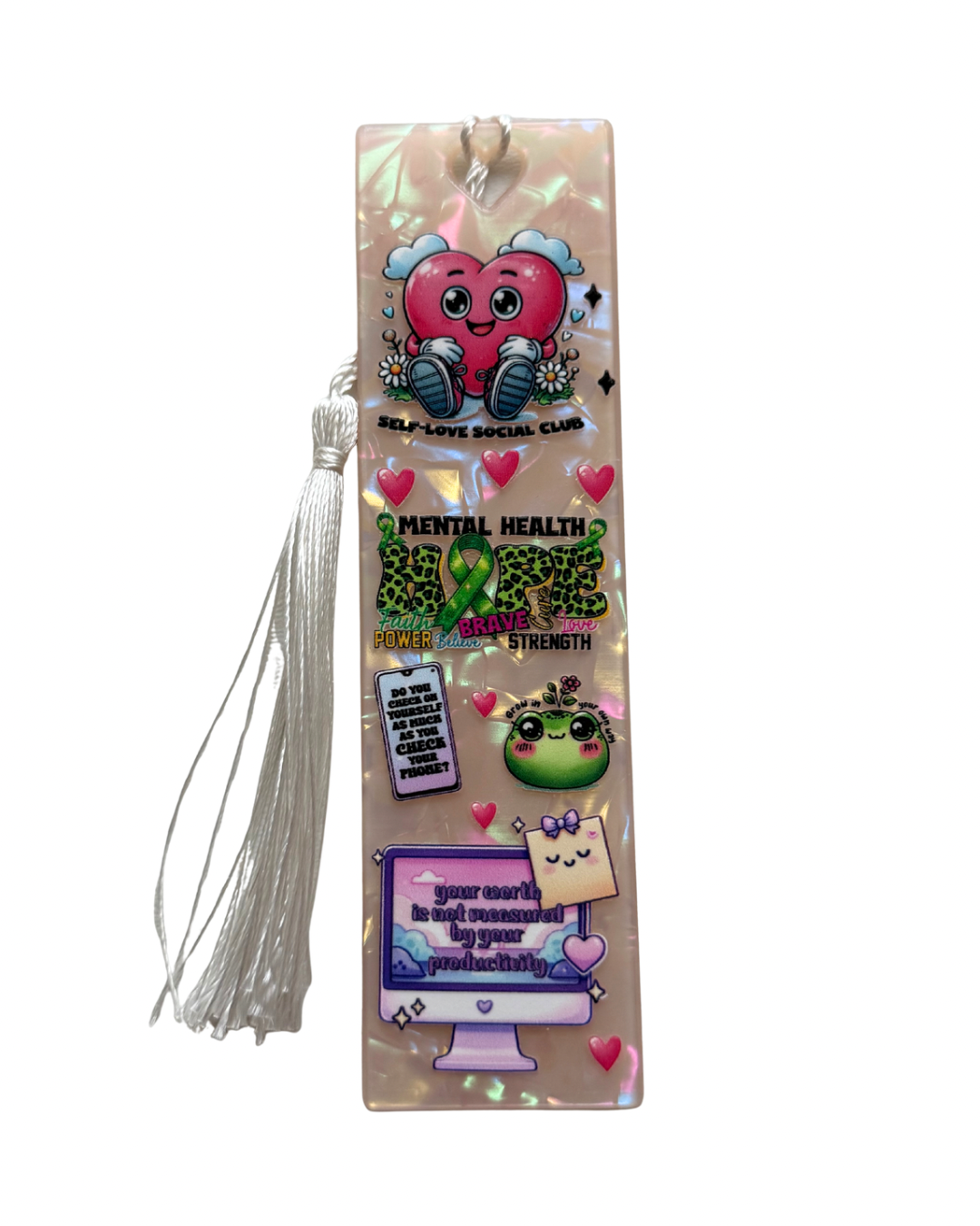 Mental health quotes acrylic bookmark