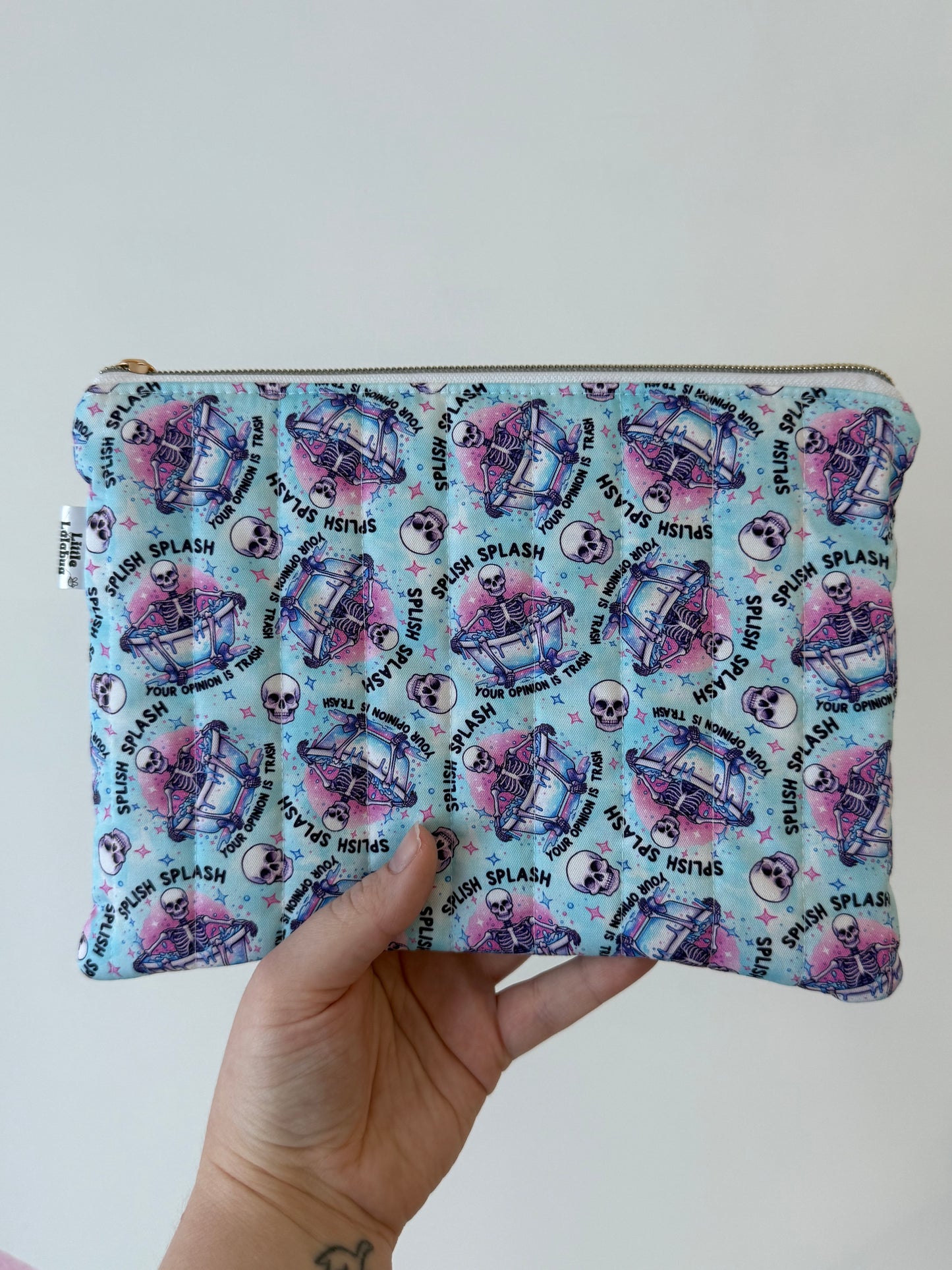 Large Quilted Pouch - Splish Splash your opinion is trash