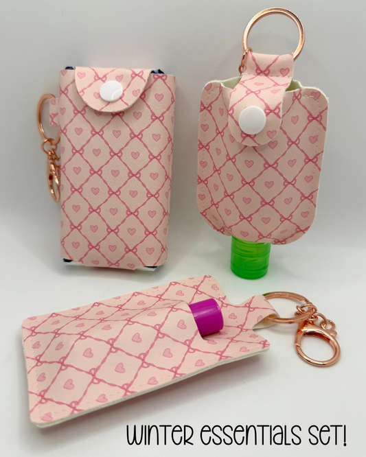 Winter Essentials Keychain Bundle - Heart Bows